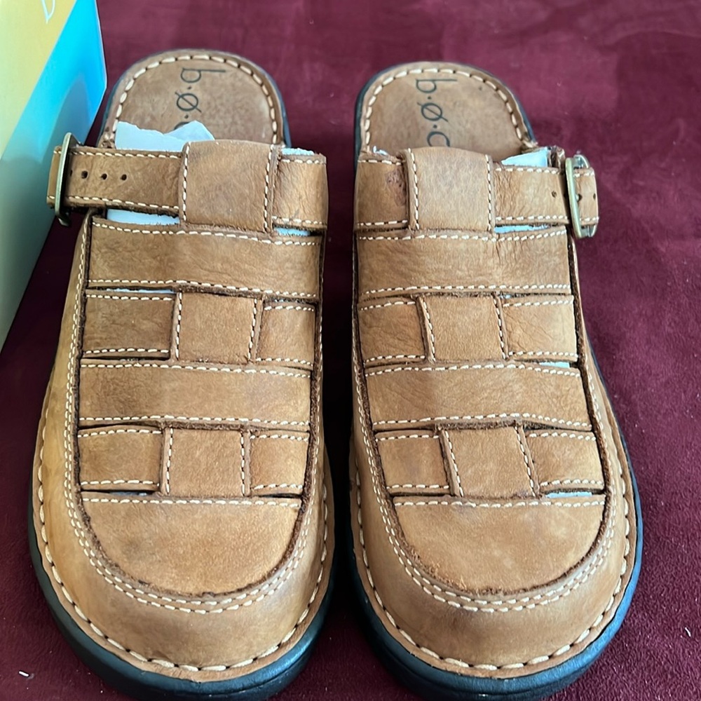 b.o.c. Tan Leather Mules